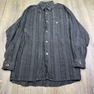 Packard Mens Gray Striped Long Sleeve Collared Button-Up Shirt Size M